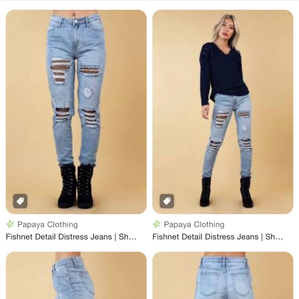 Fishnet jeans , ripped jeans